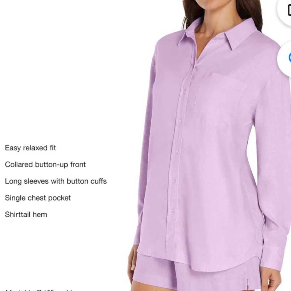 Gap Linen Shirt Solid Purple Button Linen  Size‎ XS